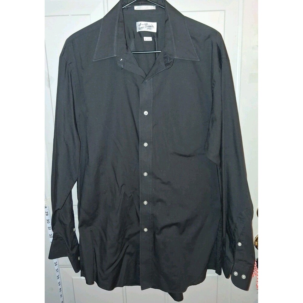 Vintage Sears Roebuck Black Button Up Shirt Men’s Long Sleeve Minimalist